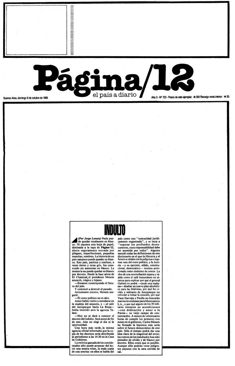 Pgina 12. Ao 3 Nmero 723. Domingo 8 de octubre de 1989. 