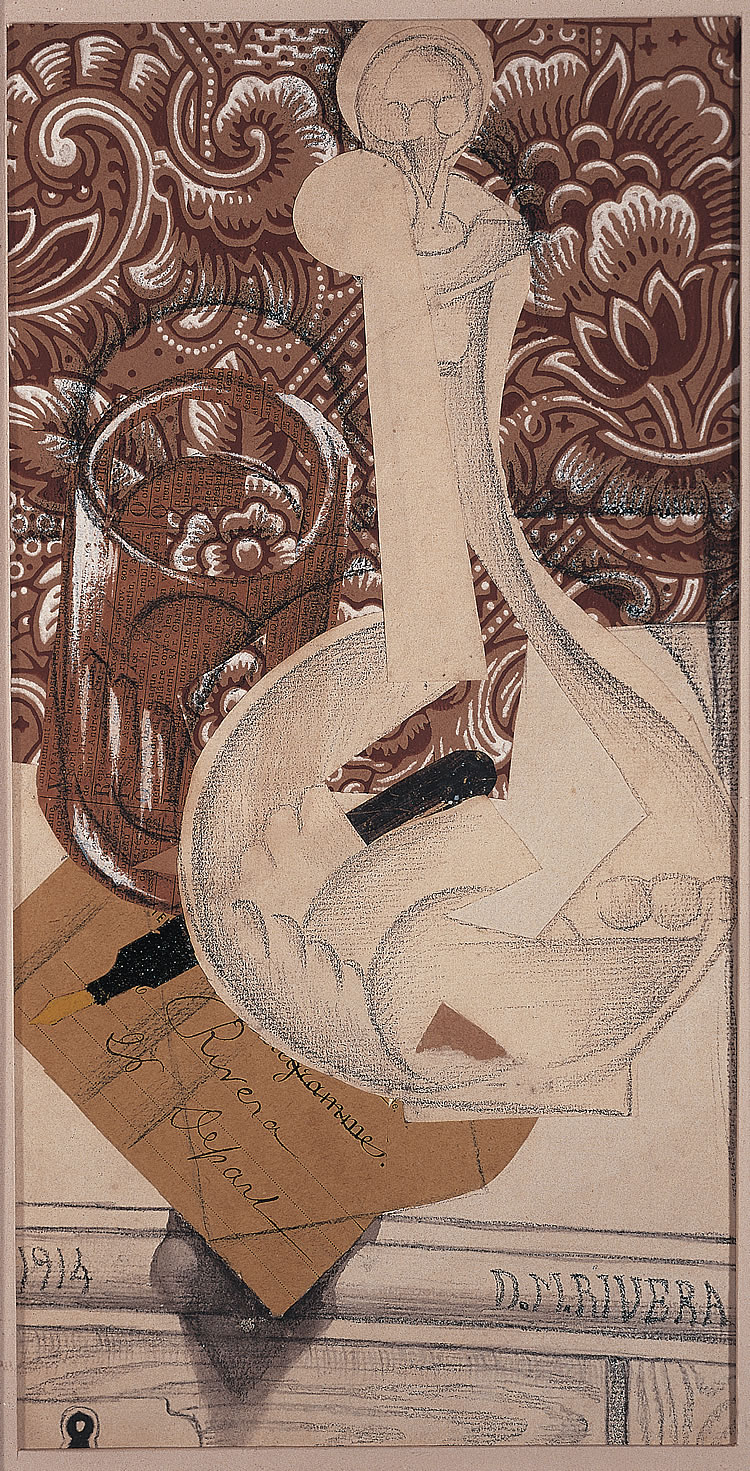 Diego Rivera Naturaleza muerta con botella (o naturaleza muerta con garraf&oacute;n), 1914
