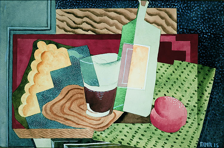 Diego Rivera Naturaleza muerta con botella y vaso (o bodegón con vaso y botella), 1915